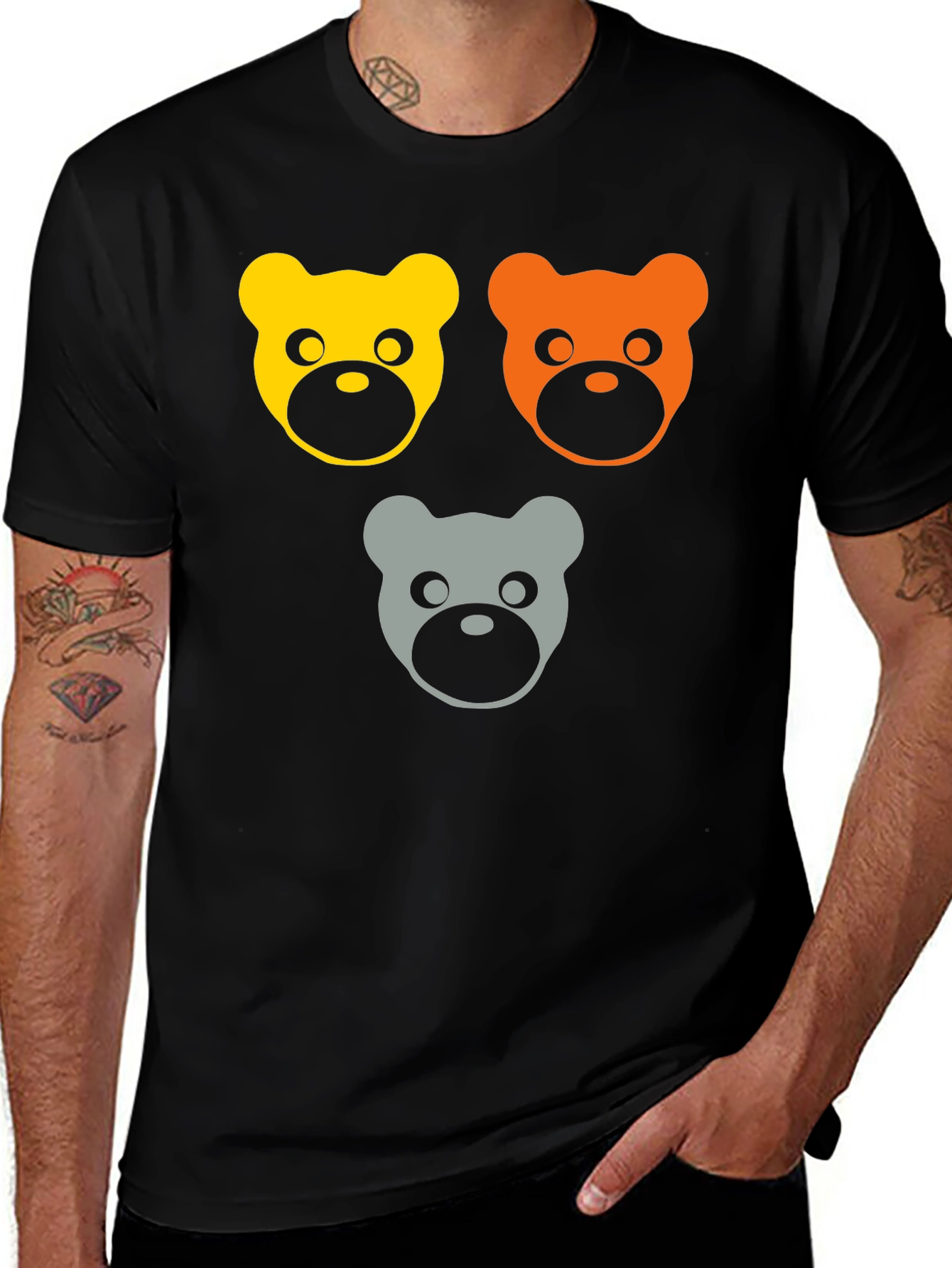Cute Bears Graphic Tee - Black T-Shirt