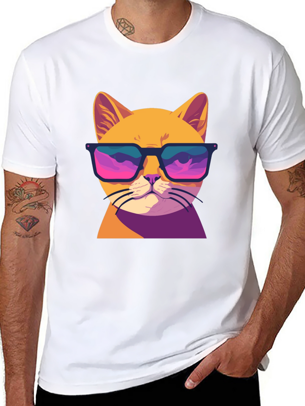Cool Cat T-Shirt - Retro Sunglasses Graphic Tee