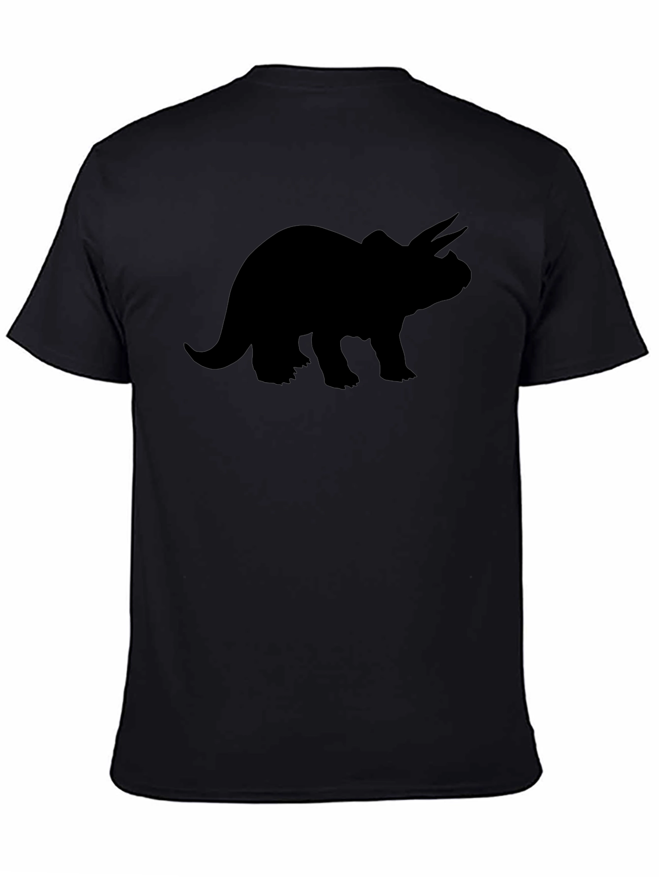 Triceratops Silhouette Graphic Tee - Black Casual Shirt