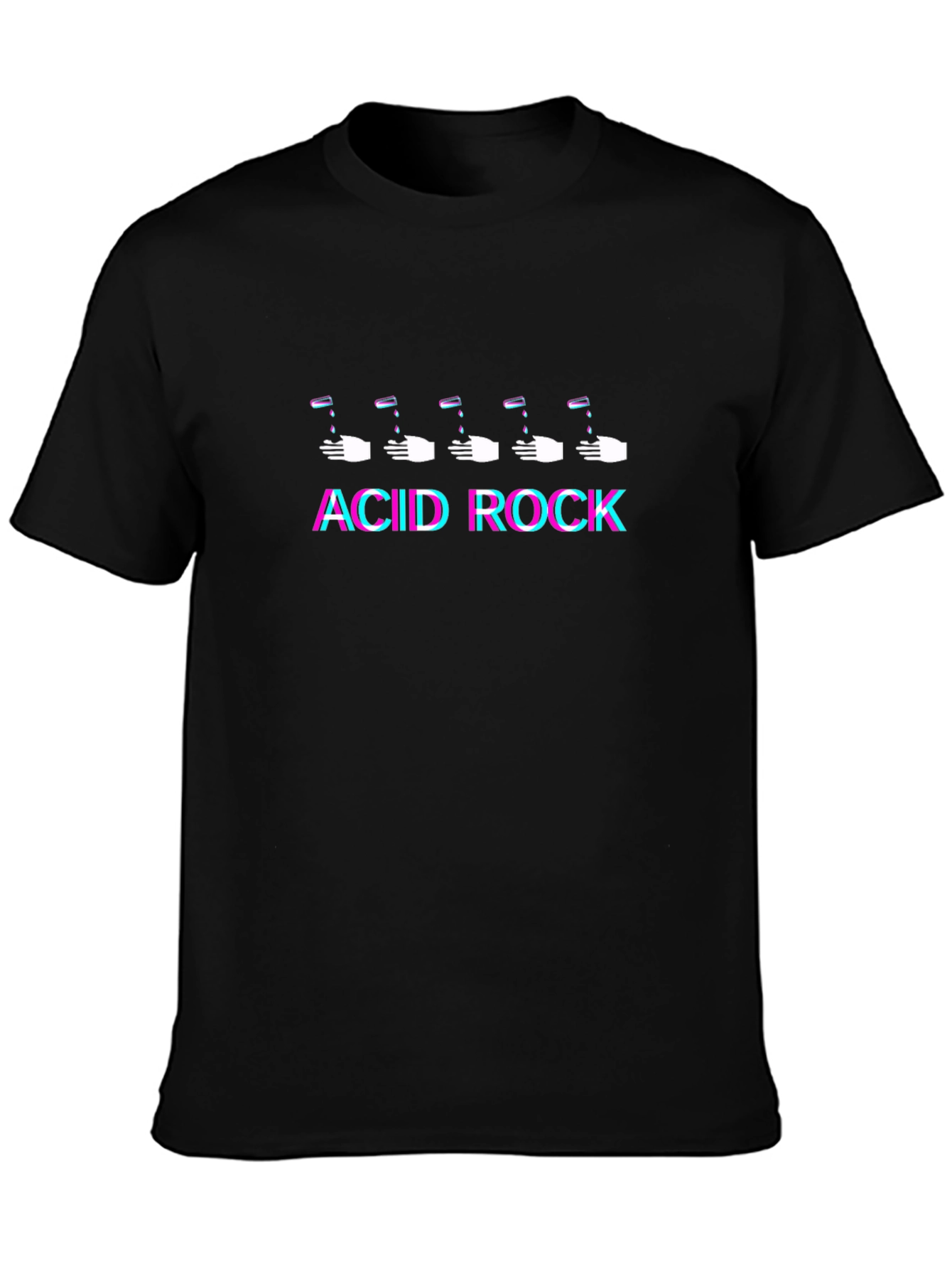 Acid Rock Graphic Print Black T-Shirt