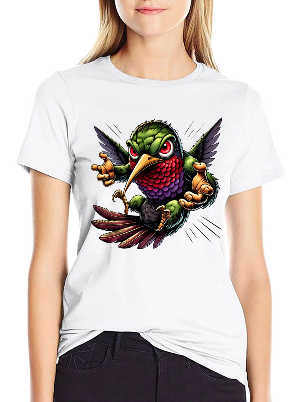 Hummingbird Graphic Tee - Cool Cartoon Bird Design