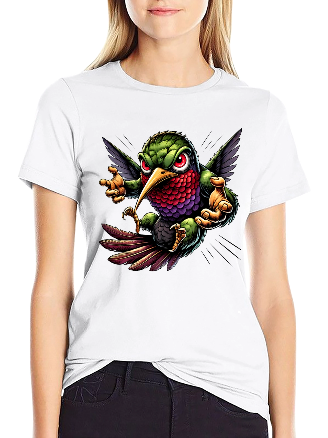 Hummingbird Graphic Tee - Cool Cartoon Bird Design