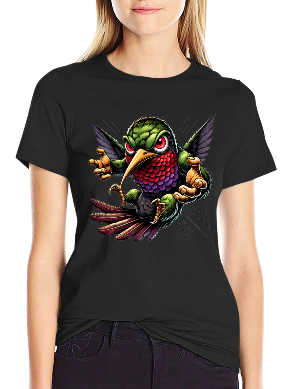 Hummingbird Graphic Tee - Cool Cartoon Bird Design