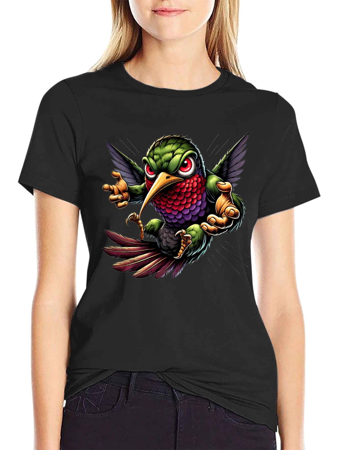 Hummingbird Graphic Tee - Cool Cartoon Bird Design