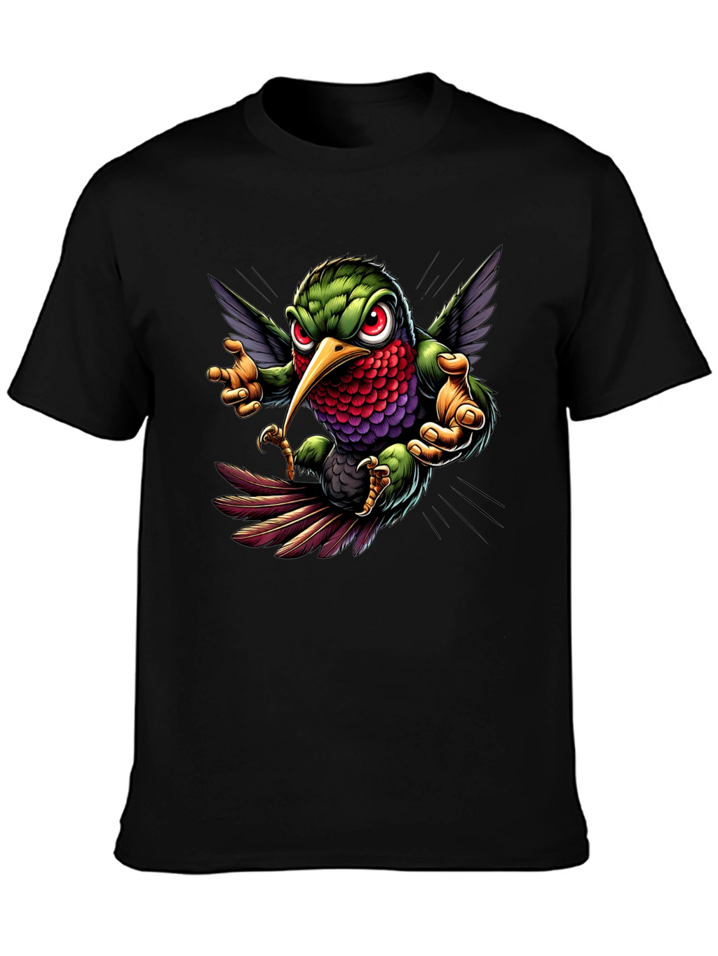 Hummingbird Graphic Tee - Cool Cartoon Bird Design