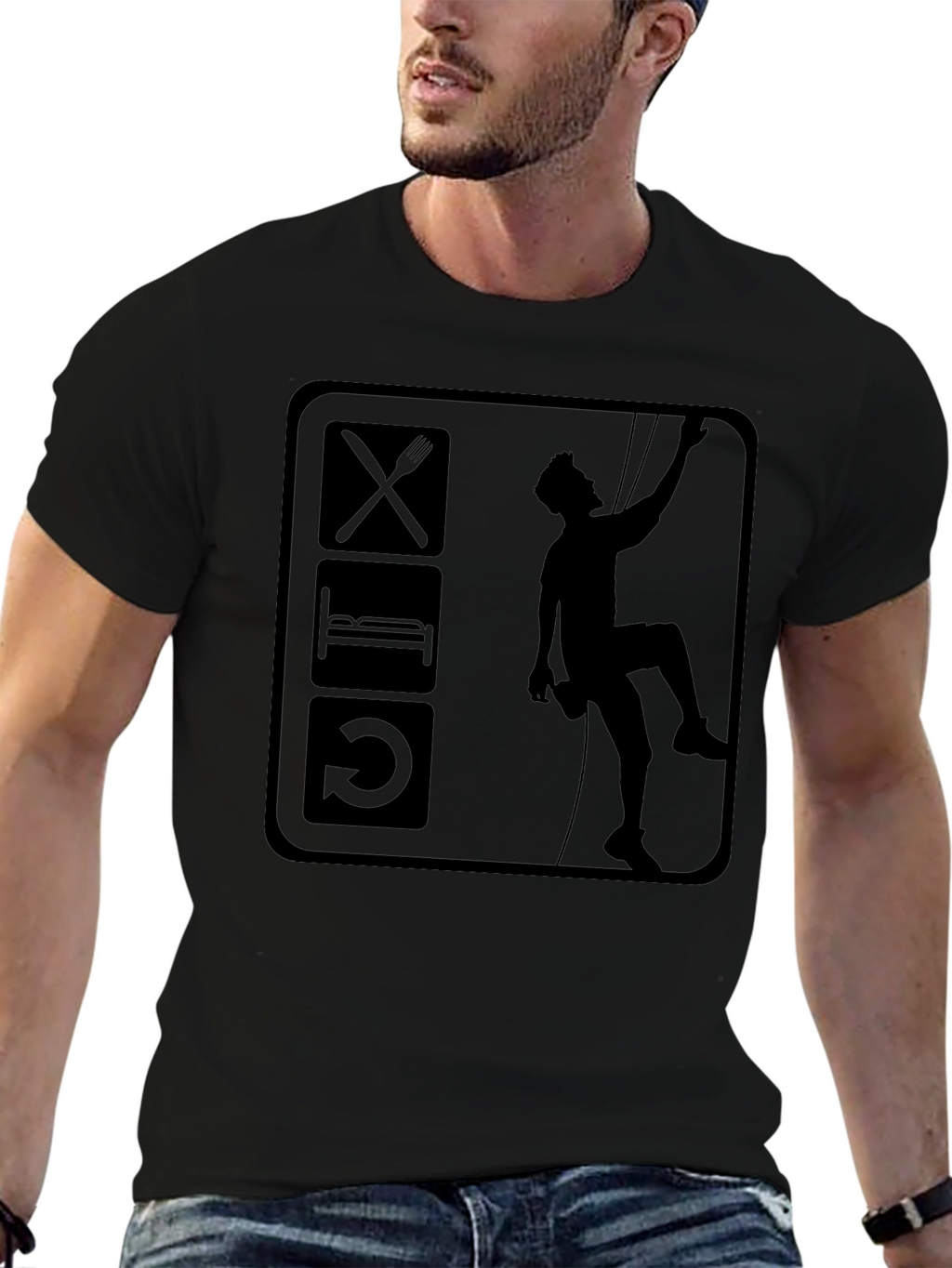 Eat Sleep Climb Black Graphic T-Shirt