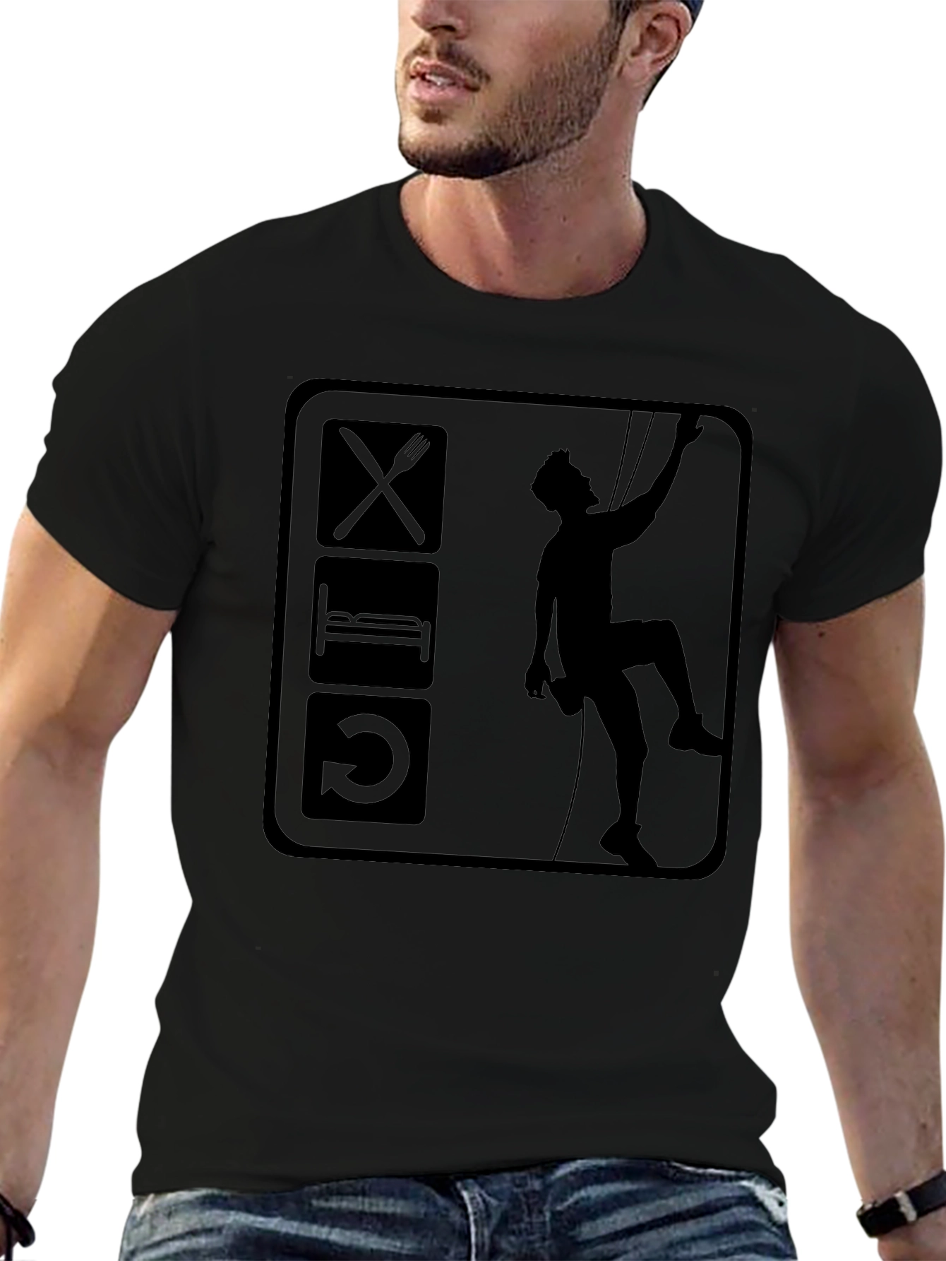 Eat Sleep Climb Black Graphic T-Shirt