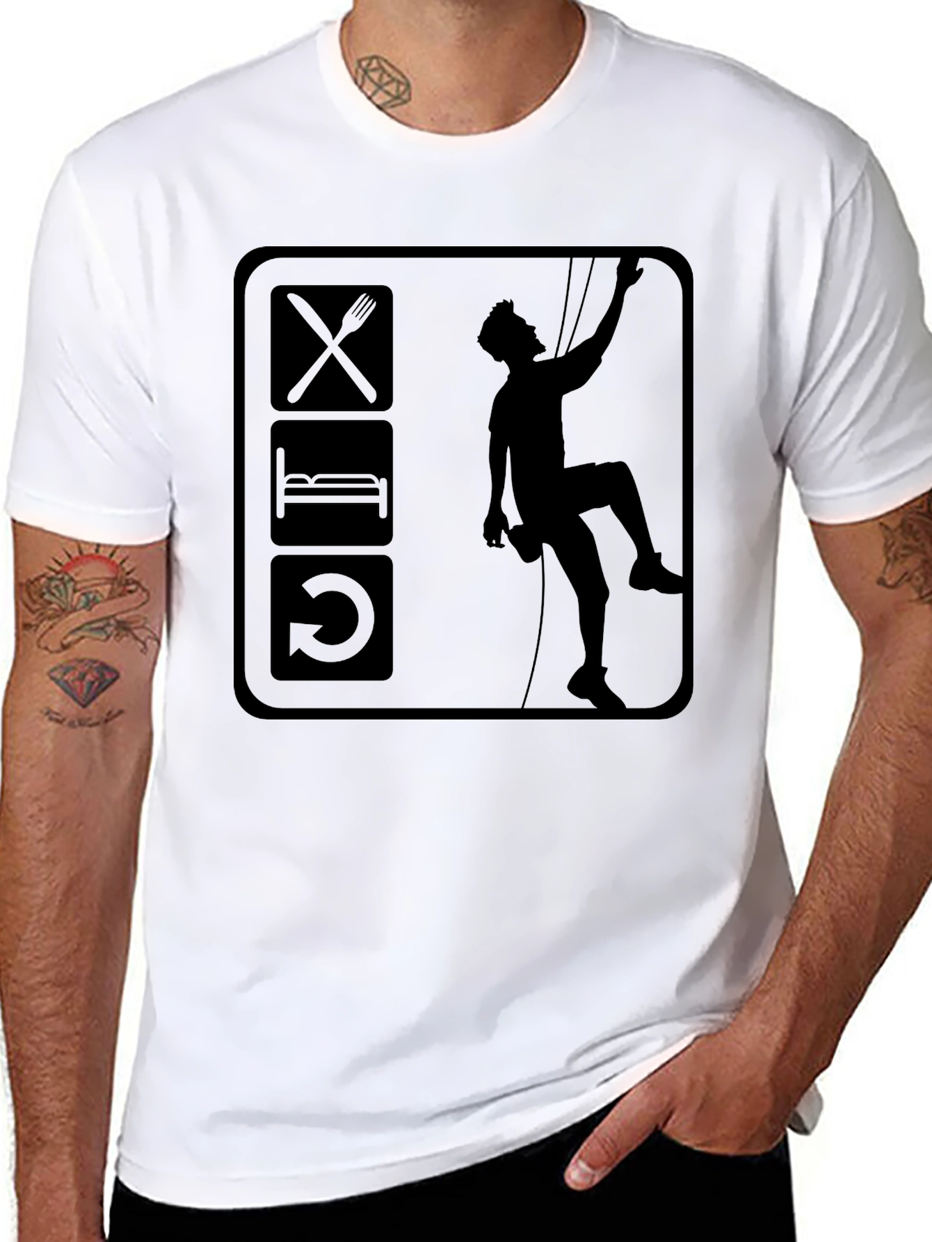Eat Sleep Climb Black Graphic T-Shirt