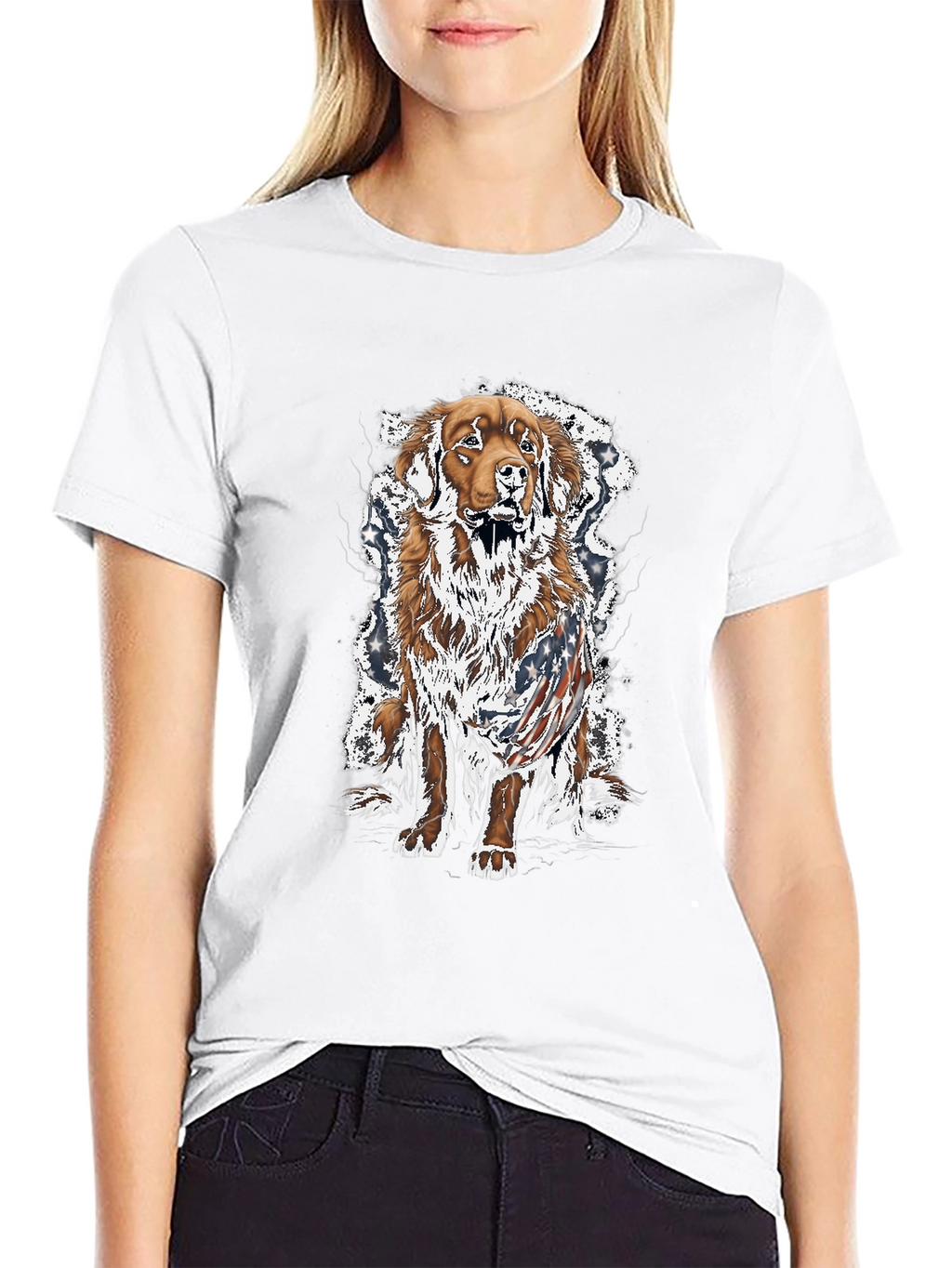Patriotic Dog Graphic T-Shirt - Unisex Black Tee