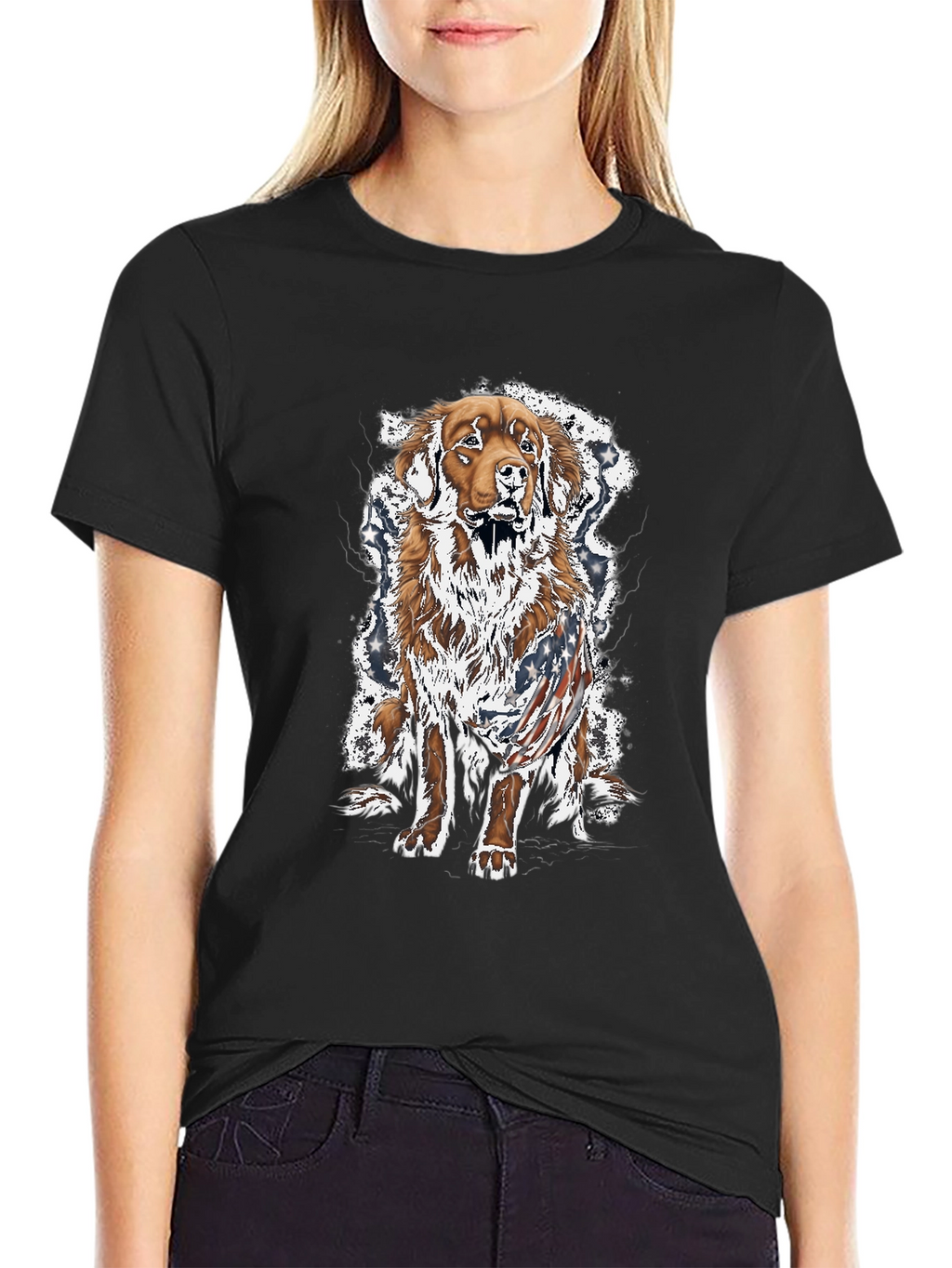 Patriotic Dog Graphic T-Shirt - Unisex Black Tee
