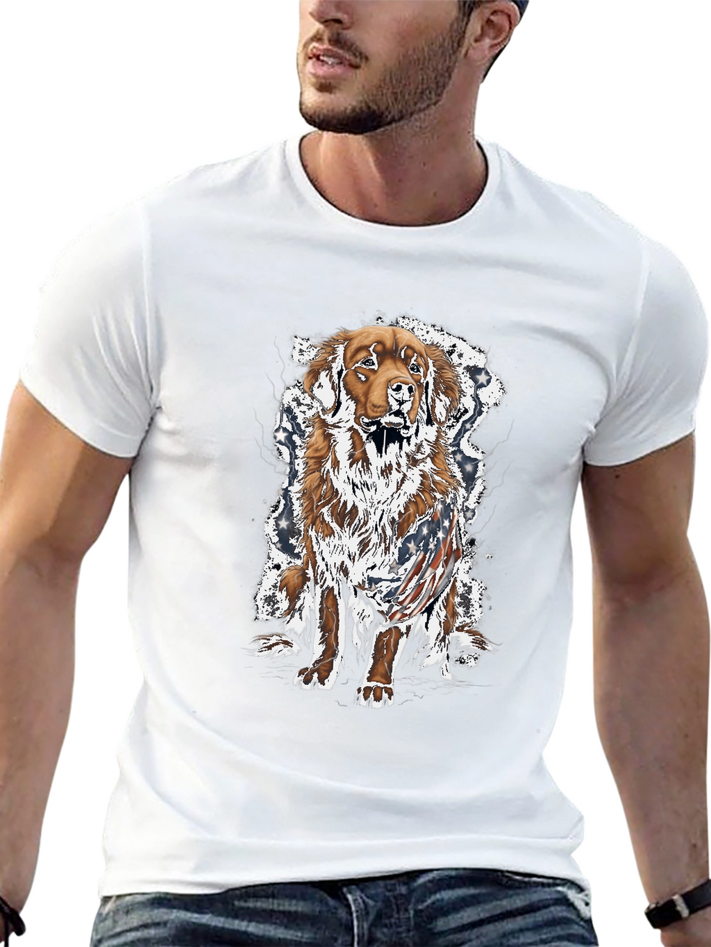 Patriotic Dog Graphic T-Shirt - Unisex Black Tee
