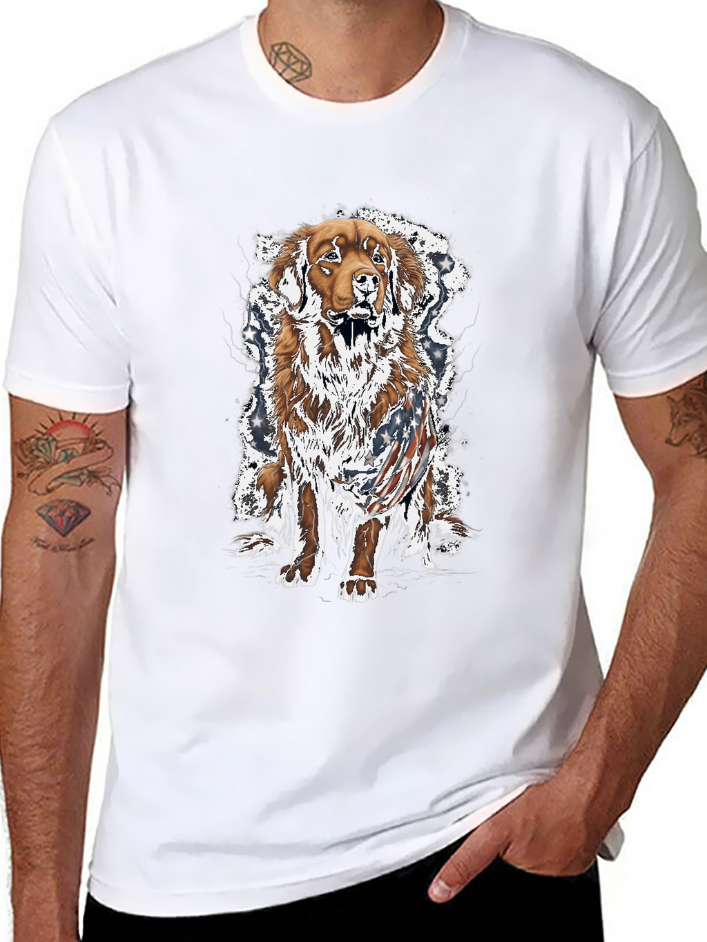 Patriotic Dog Graphic T-Shirt - Unisex Black Tee