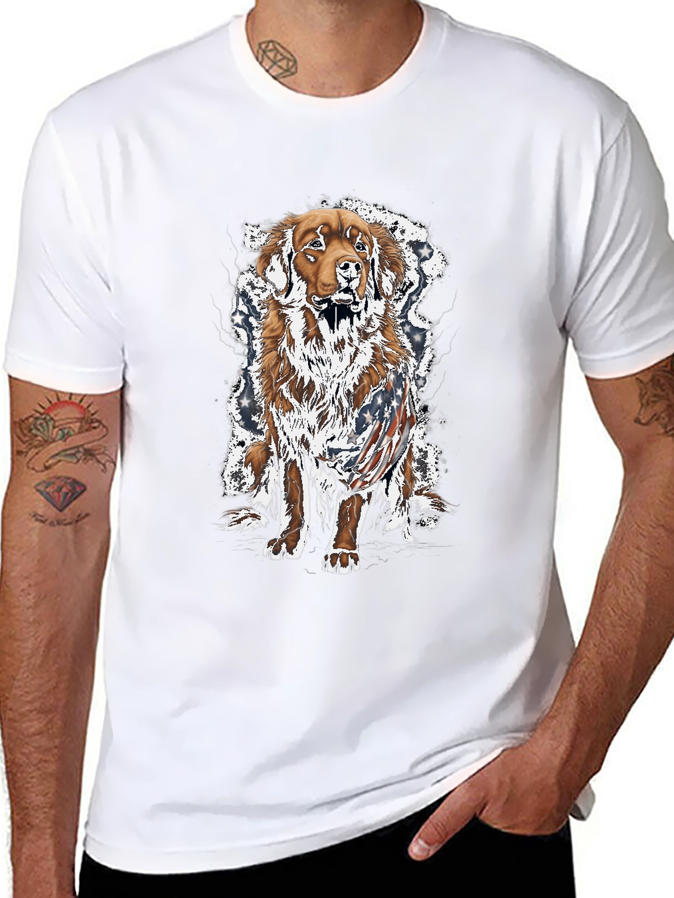 Patriotic Dog Graphic T-Shirt - Unisex Black Tee