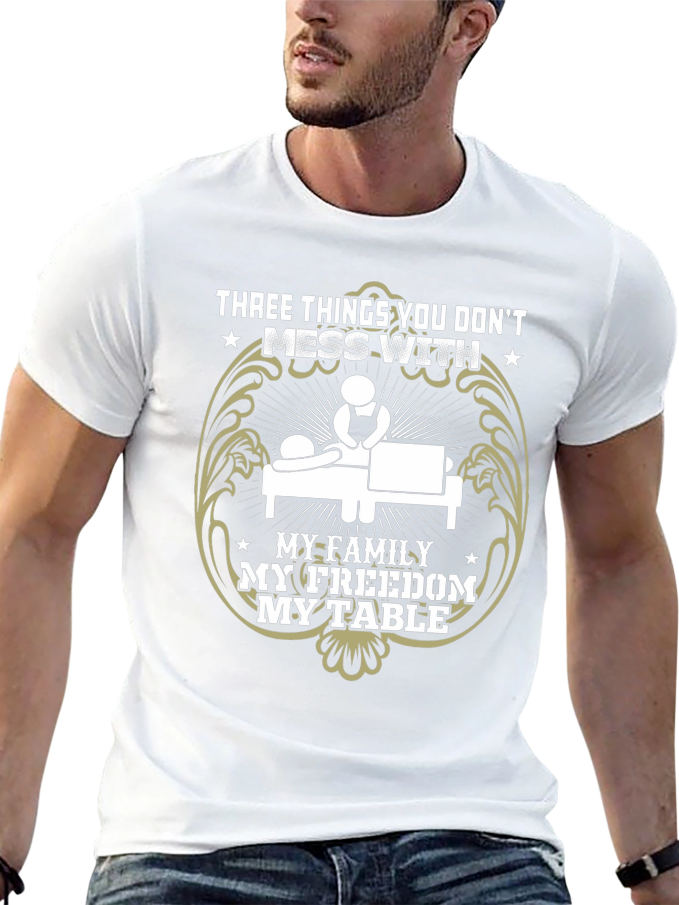 Dont Mess With My Family Freedom Table Black Tee