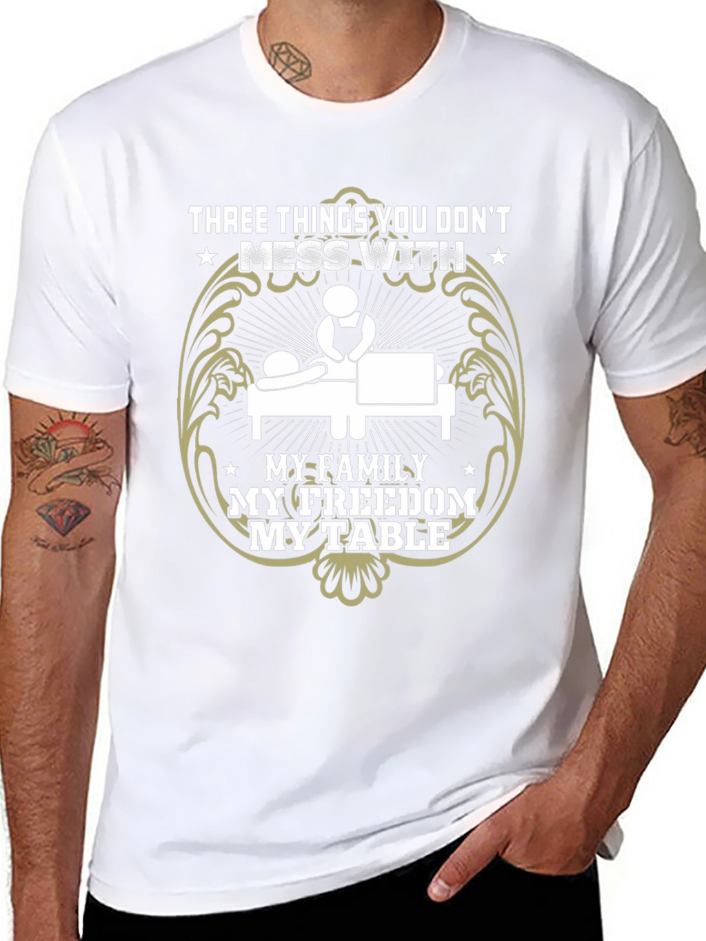 Dont Mess With My Family Freedom Table Black Tee