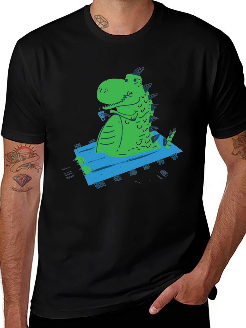 Relaxed Rex Graphic Tee - Black Casual T-Shirt