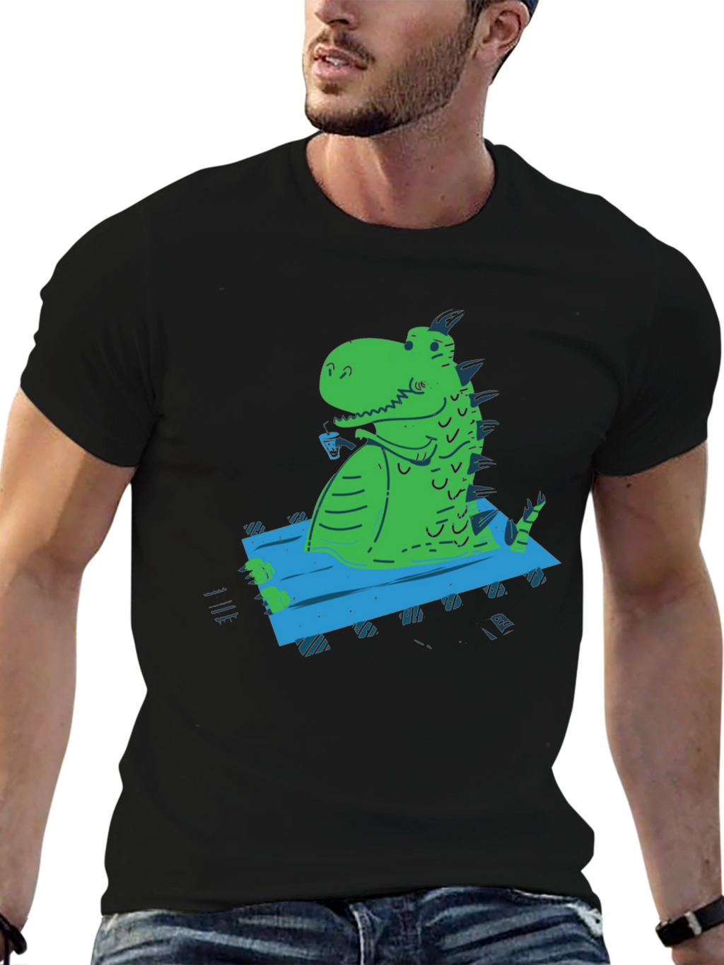 Relaxed Rex Graphic Tee - Black Casual T-Shirt