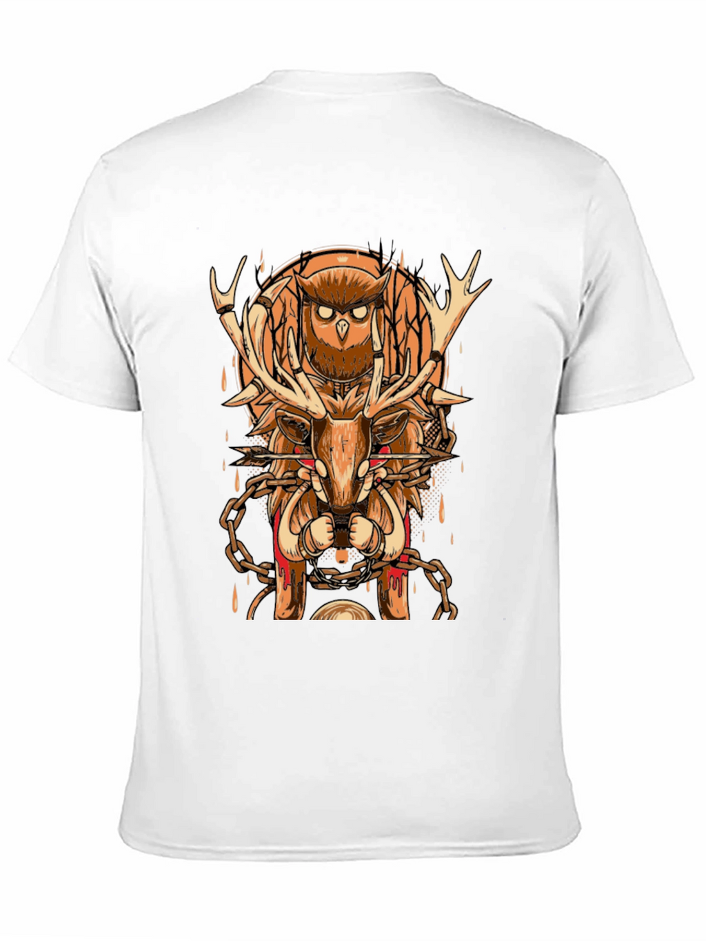 Owl & Deer Graphic Tee - Black Cotton Blend