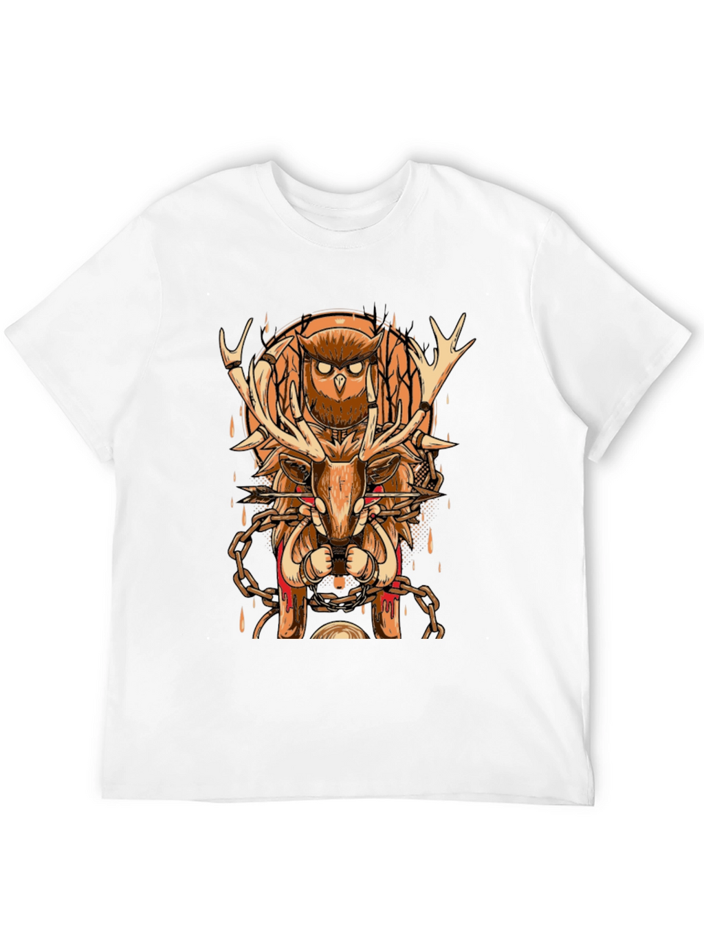 Owl & Deer Graphic Tee - Black Cotton Blend