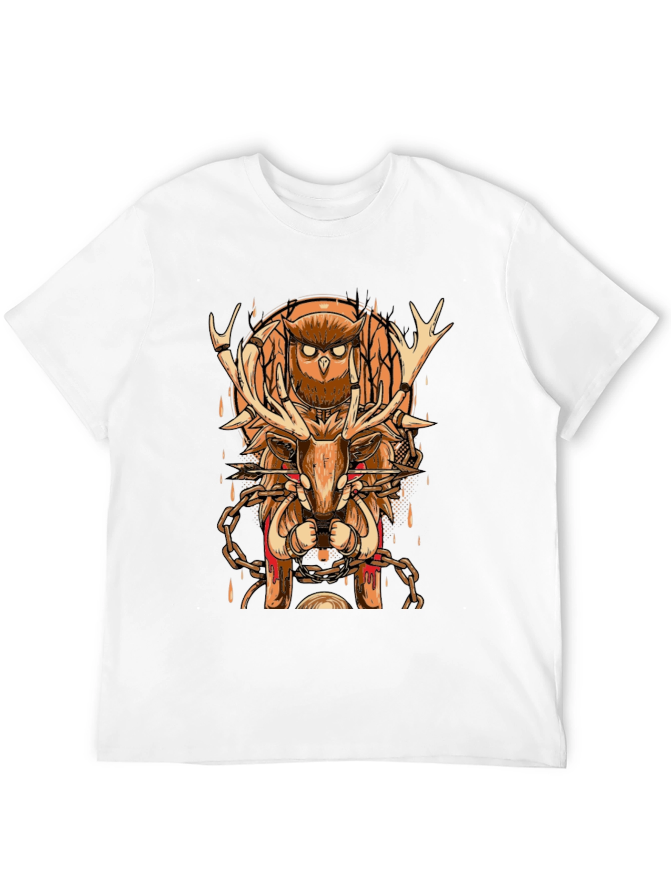 Owl & Deer Graphic Tee - Black Cotton Blend