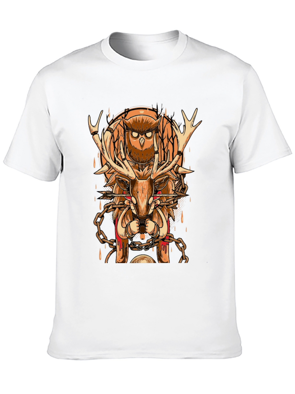 Owl & Deer Graphic Tee - Black Cotton Blend