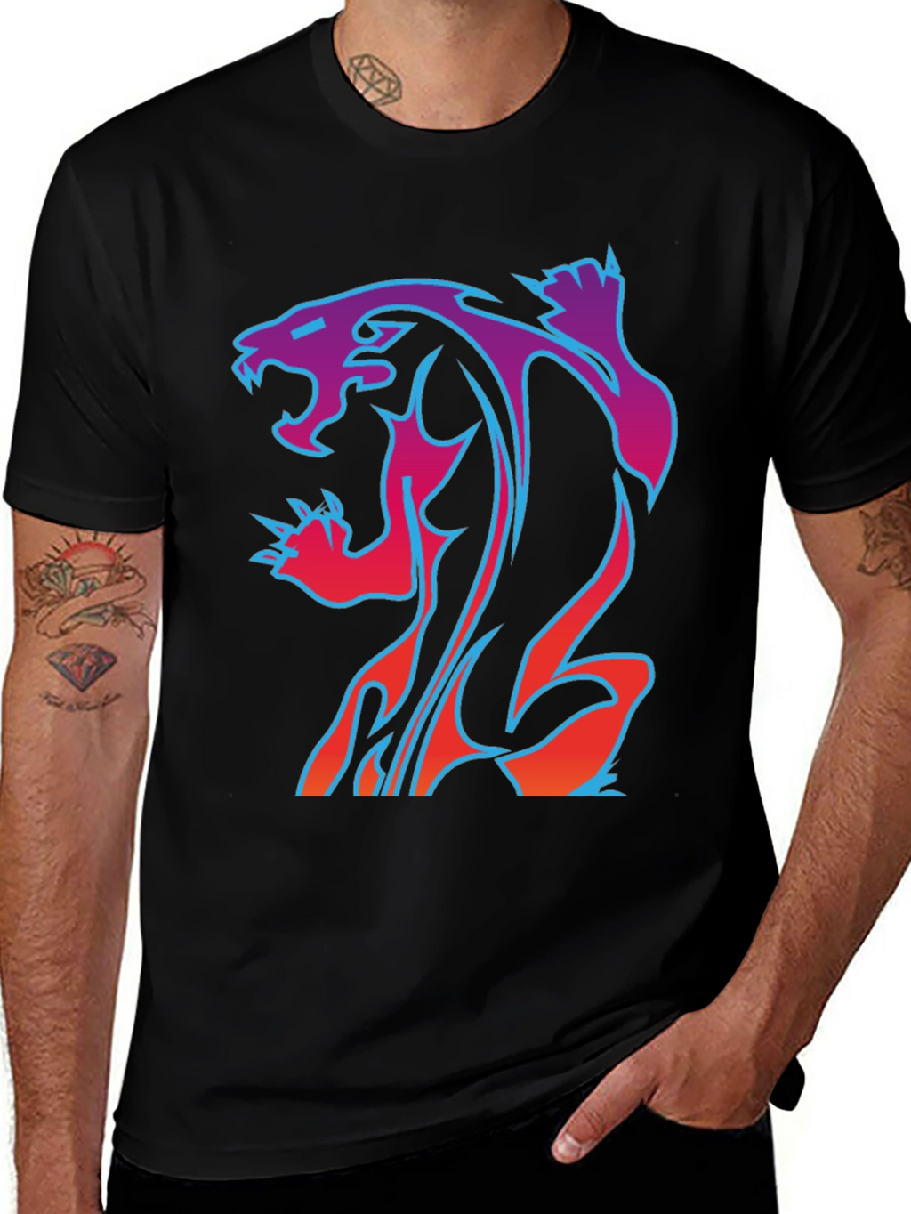 Neon Panther Graphic Tee - Cool Style!