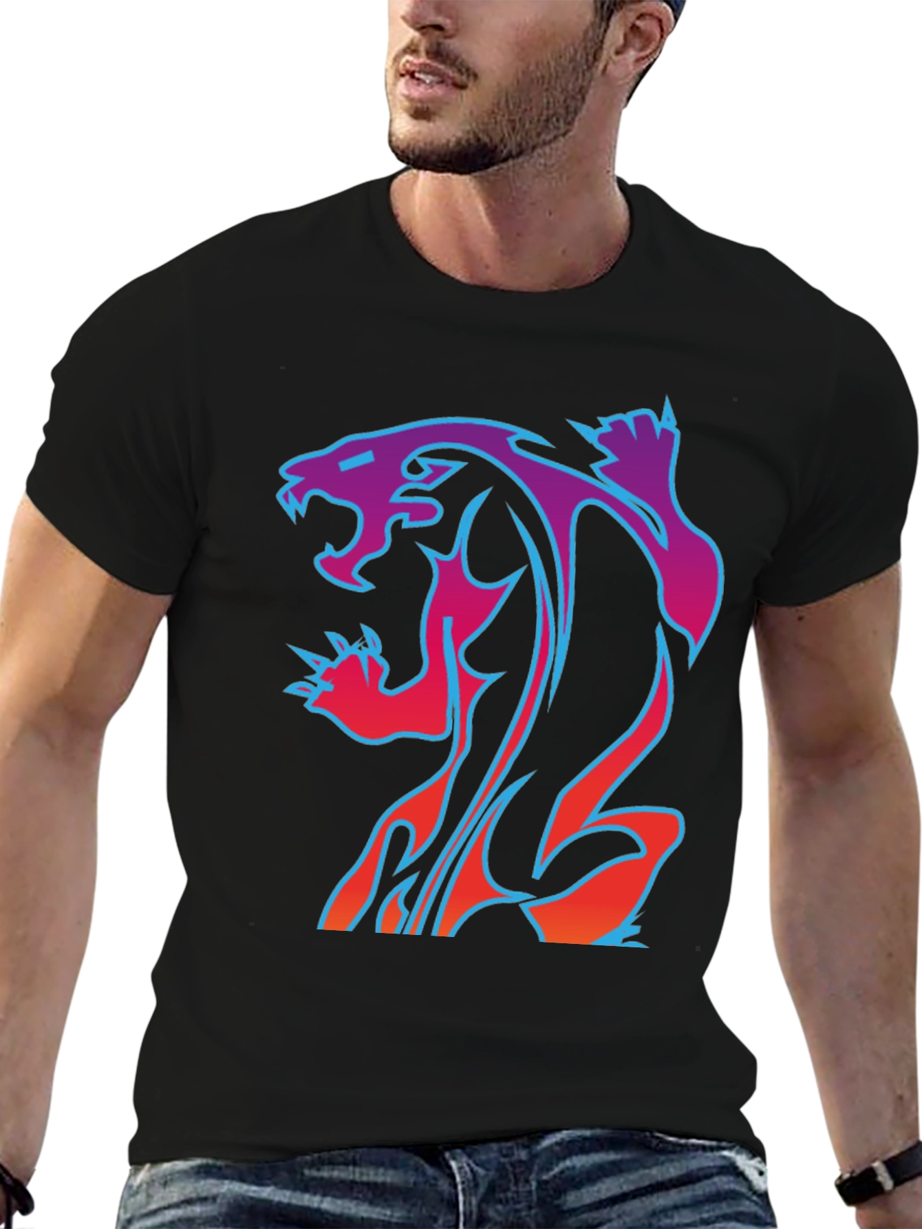 Neon Panther Graphic Tee - Cool Style!