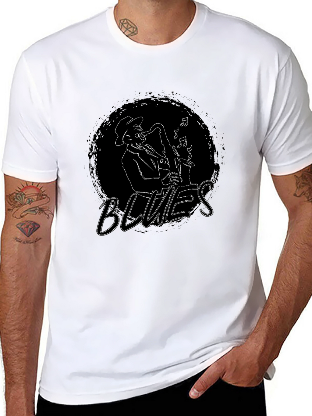 Blues Musician Saxophone Graphic Tee