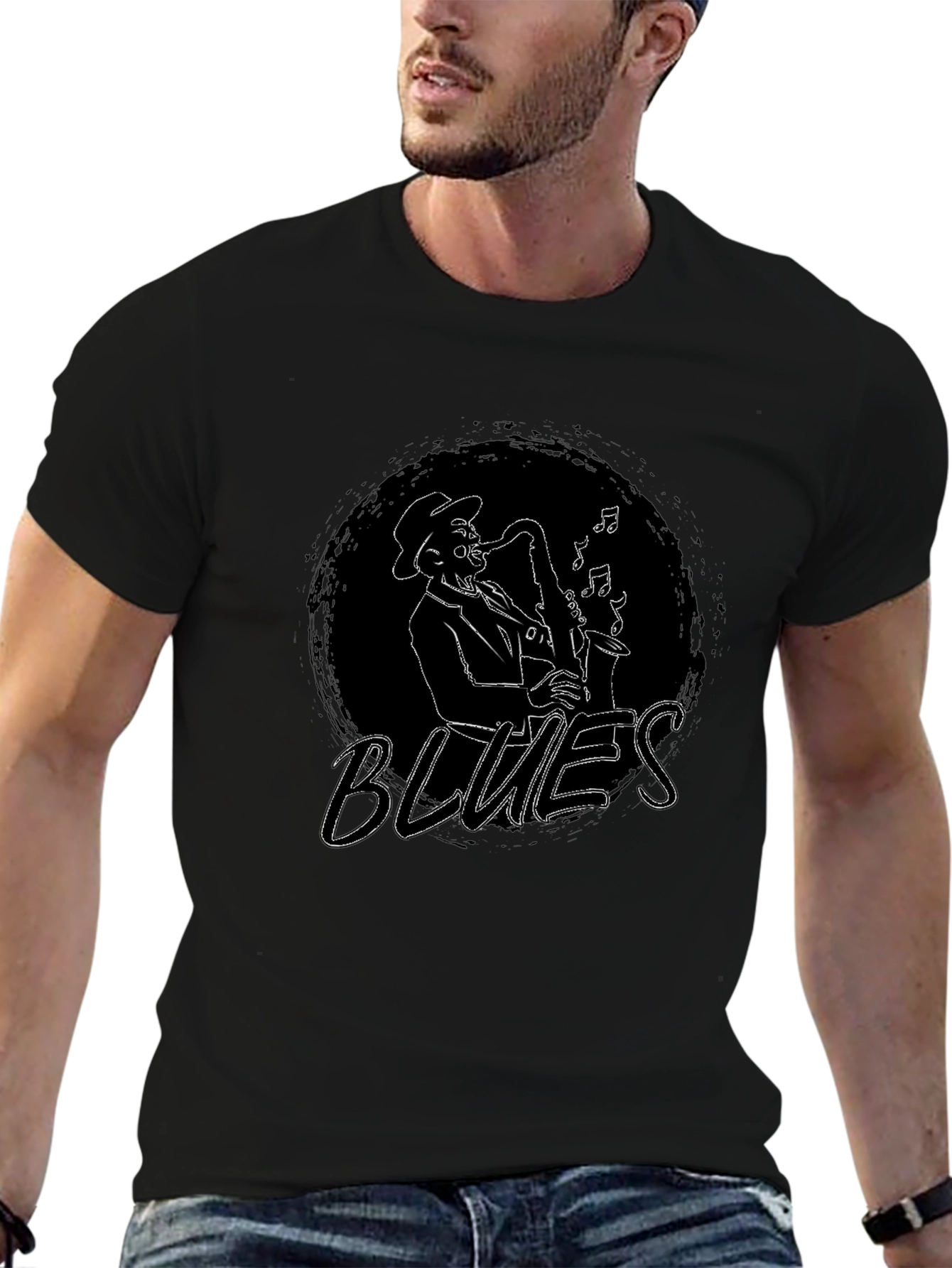 Blues Musician Saxophone Graphic Tee