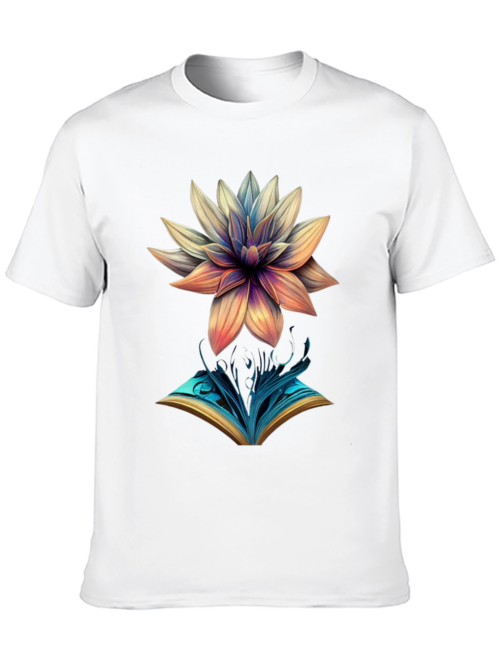 Artistic Flower & Book Graphic Tee