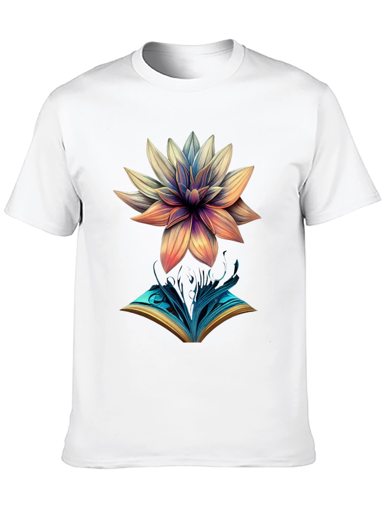 Artistic Flower & Book Graphic Tee