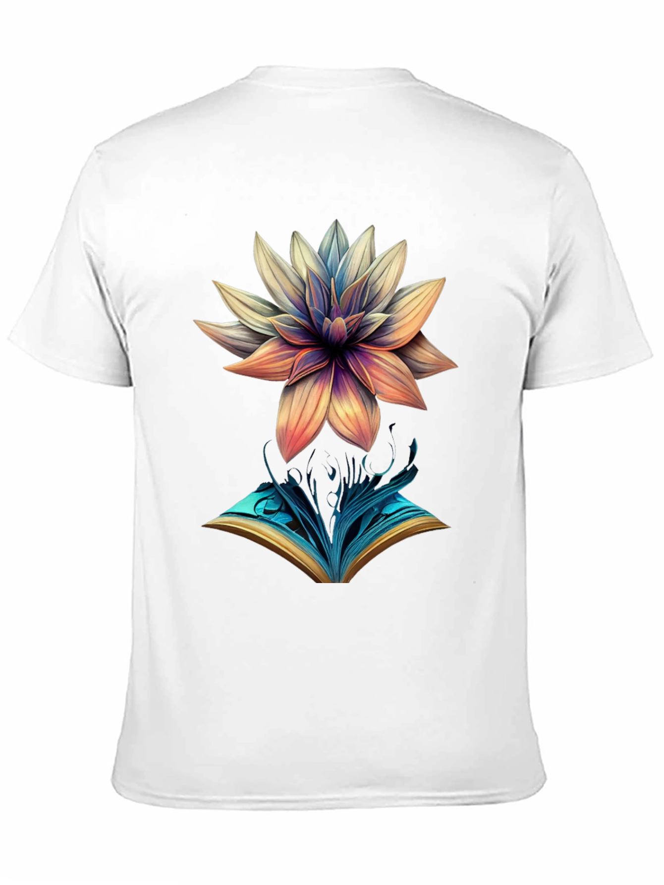Artistic Flower & Book Graphic Tee