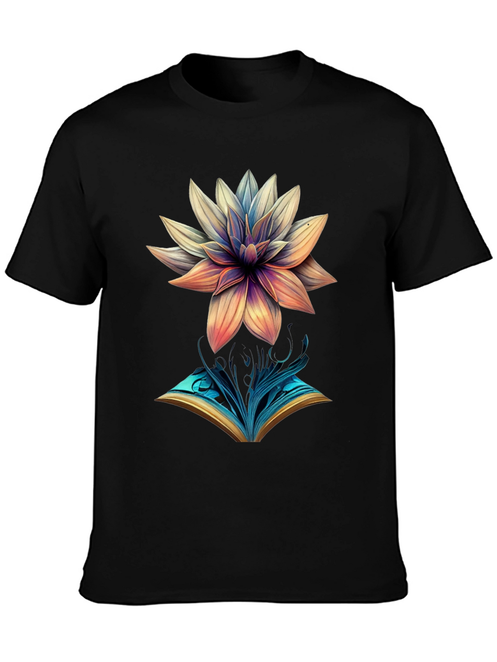 Artistic Flower & Book Graphic Tee