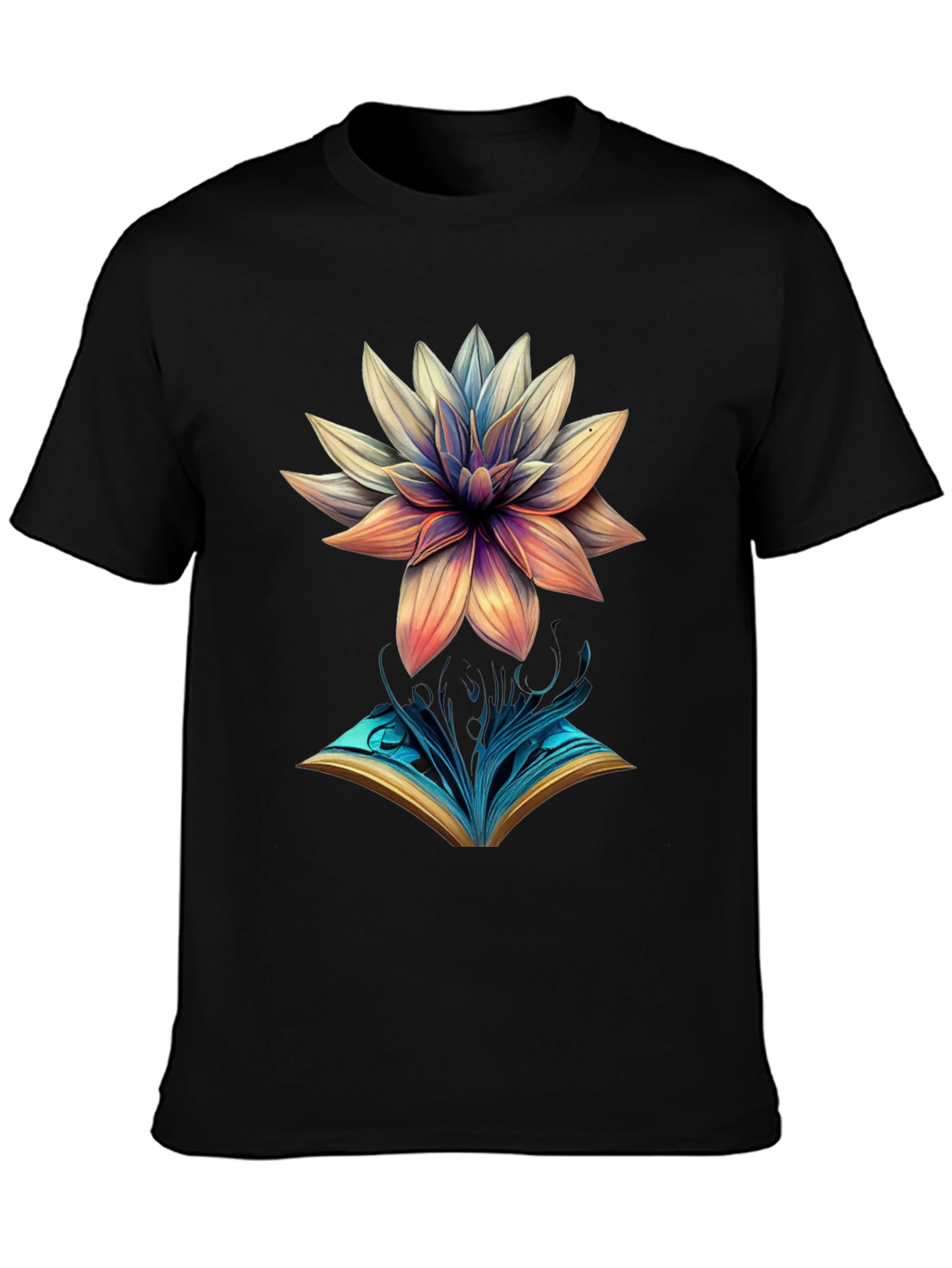 Artistic Flower & Book Graphic Tee