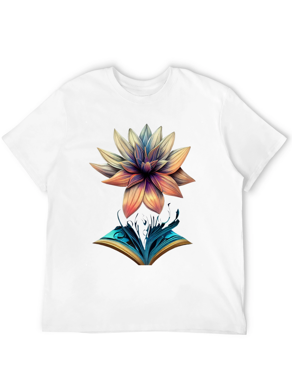 Artistic Flower & Book Graphic Tee