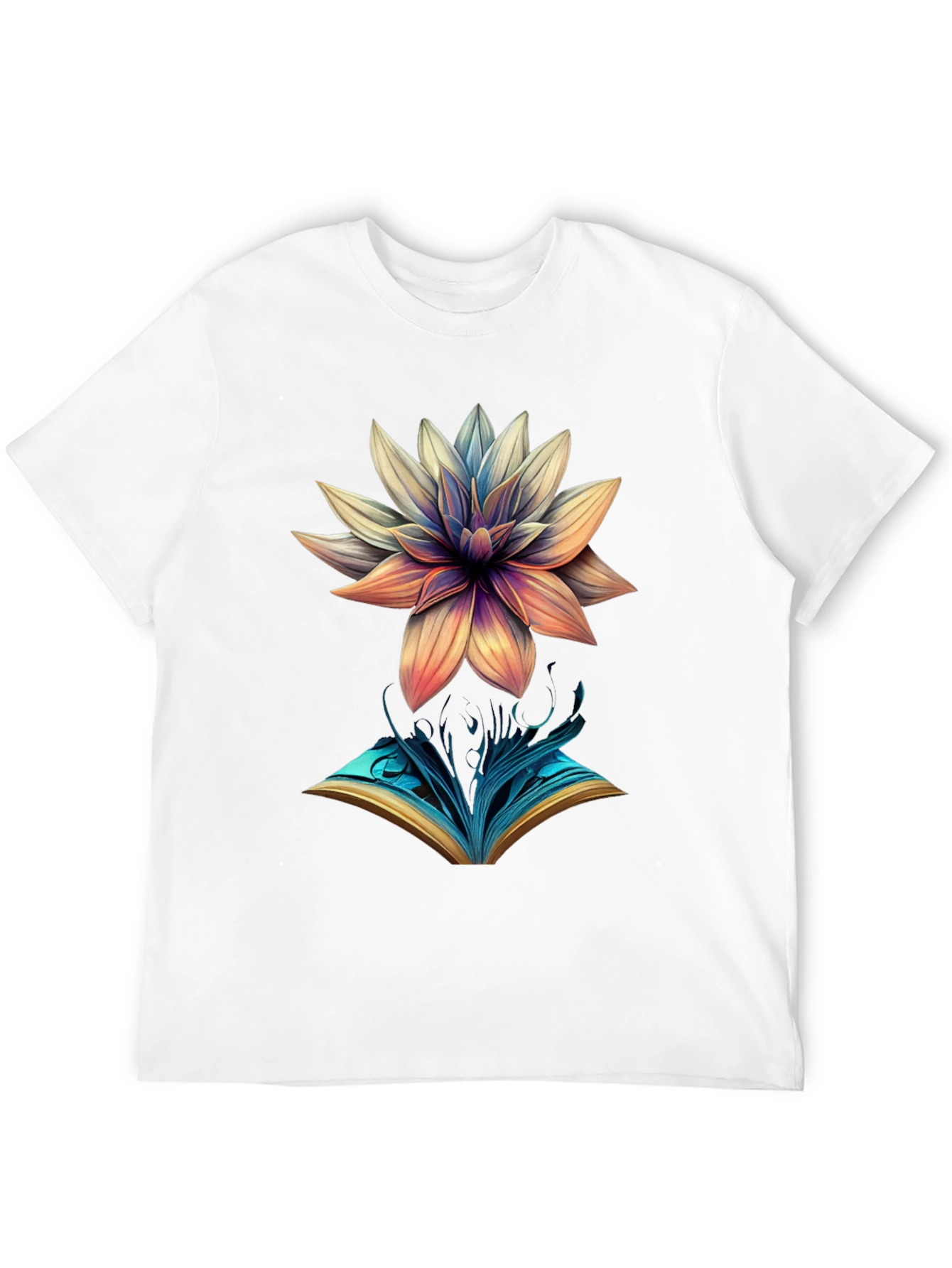 Artistic Flower & Book Graphic Tee