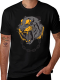 Mens Black T-Shirt with Panther Graphic
