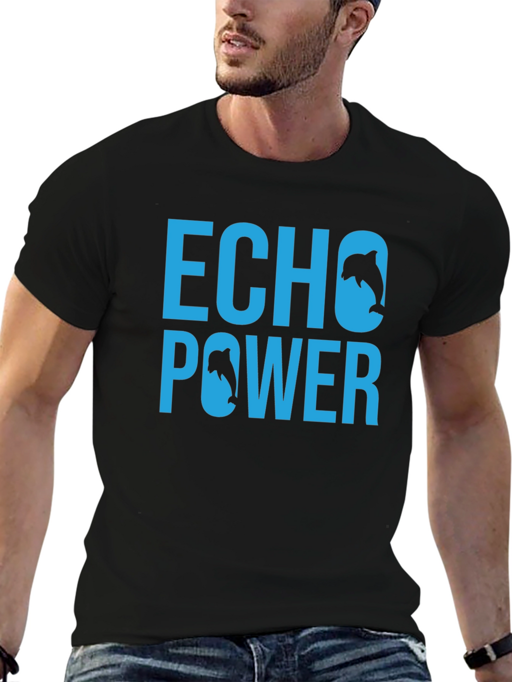 Echo Power Dolphin Graphic T-Shirt - Black