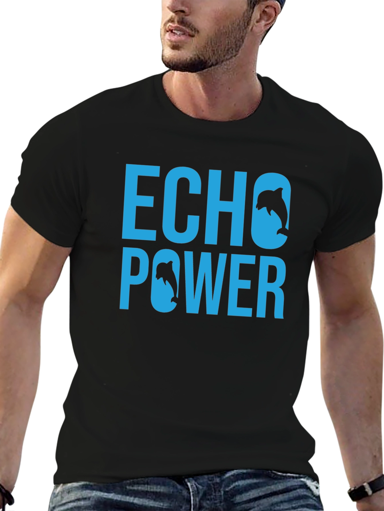 Echo Power Dolphin Graphic T-Shirt - Black