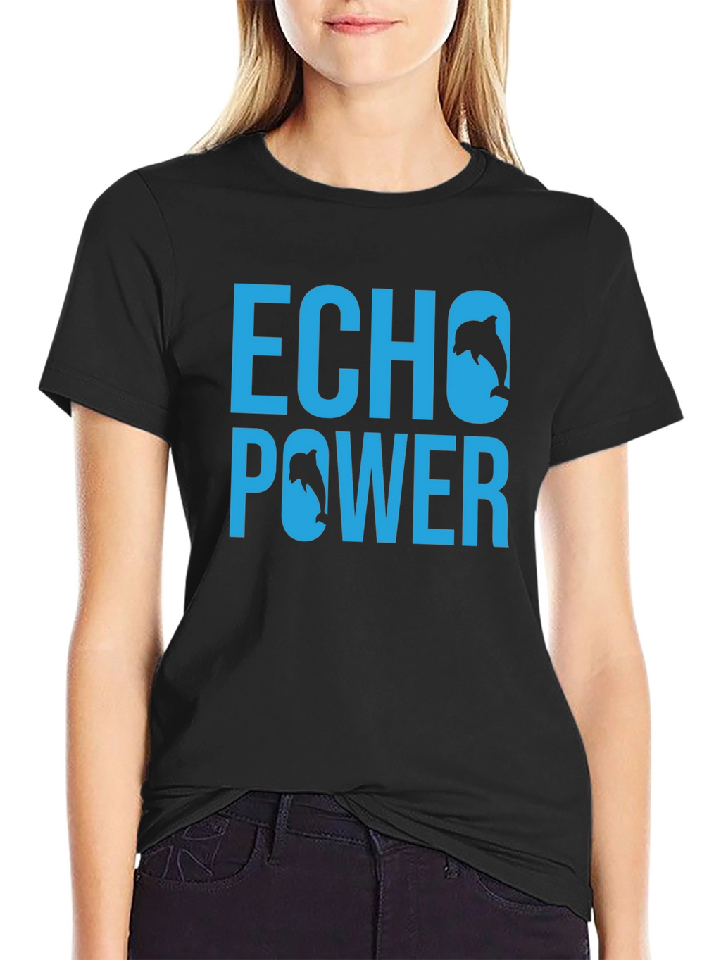 Echo Power Dolphin Graphic T-Shirt - Black