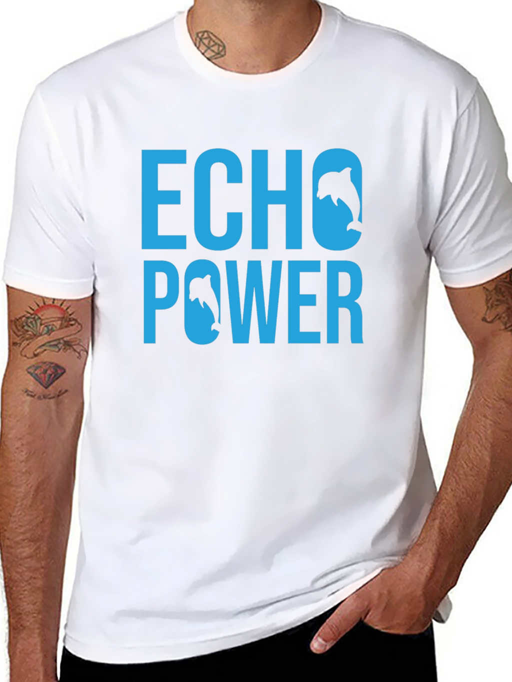 Echo Power Dolphin Graphic T-Shirt - Black