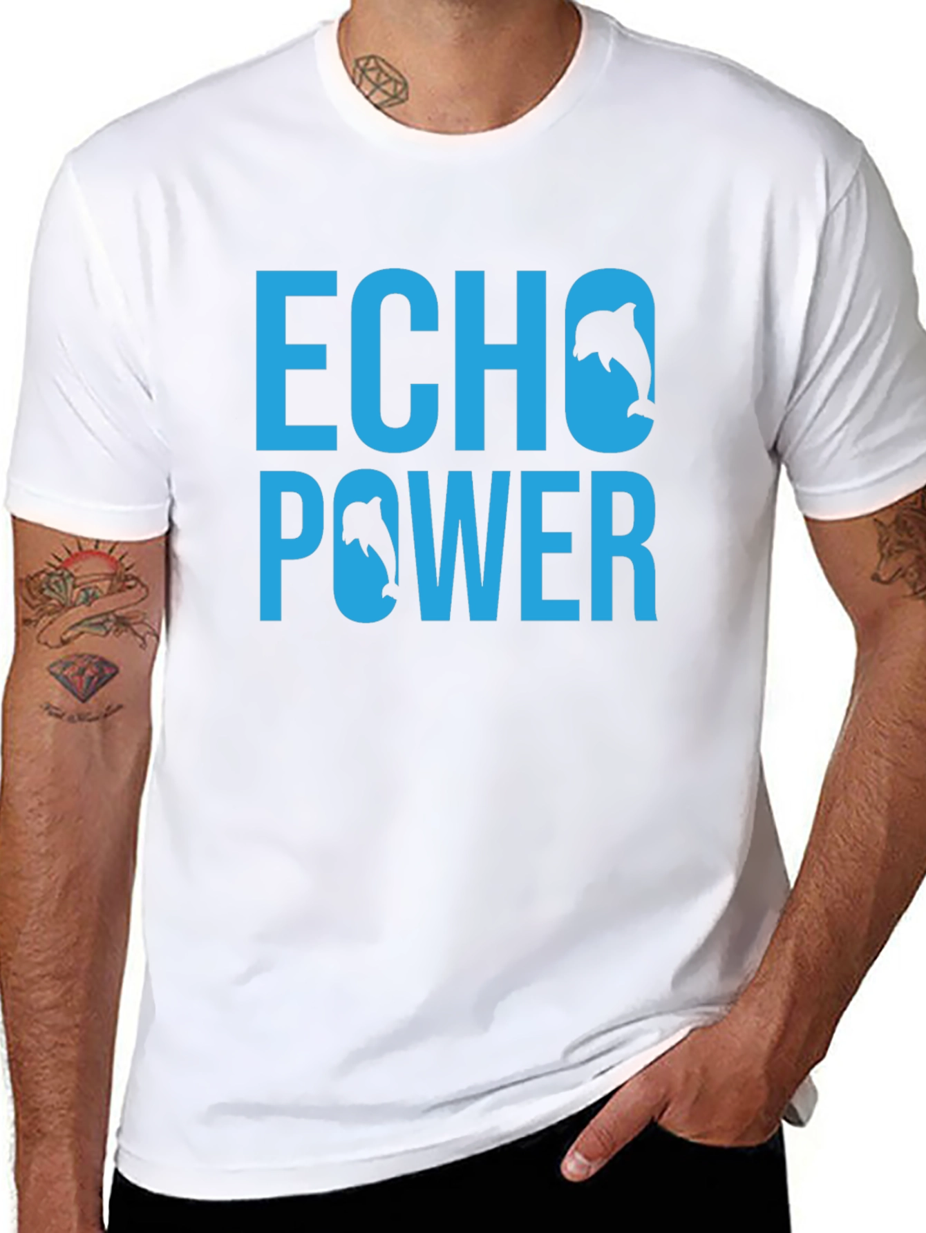 Echo Power Dolphin Graphic T-Shirt - Black