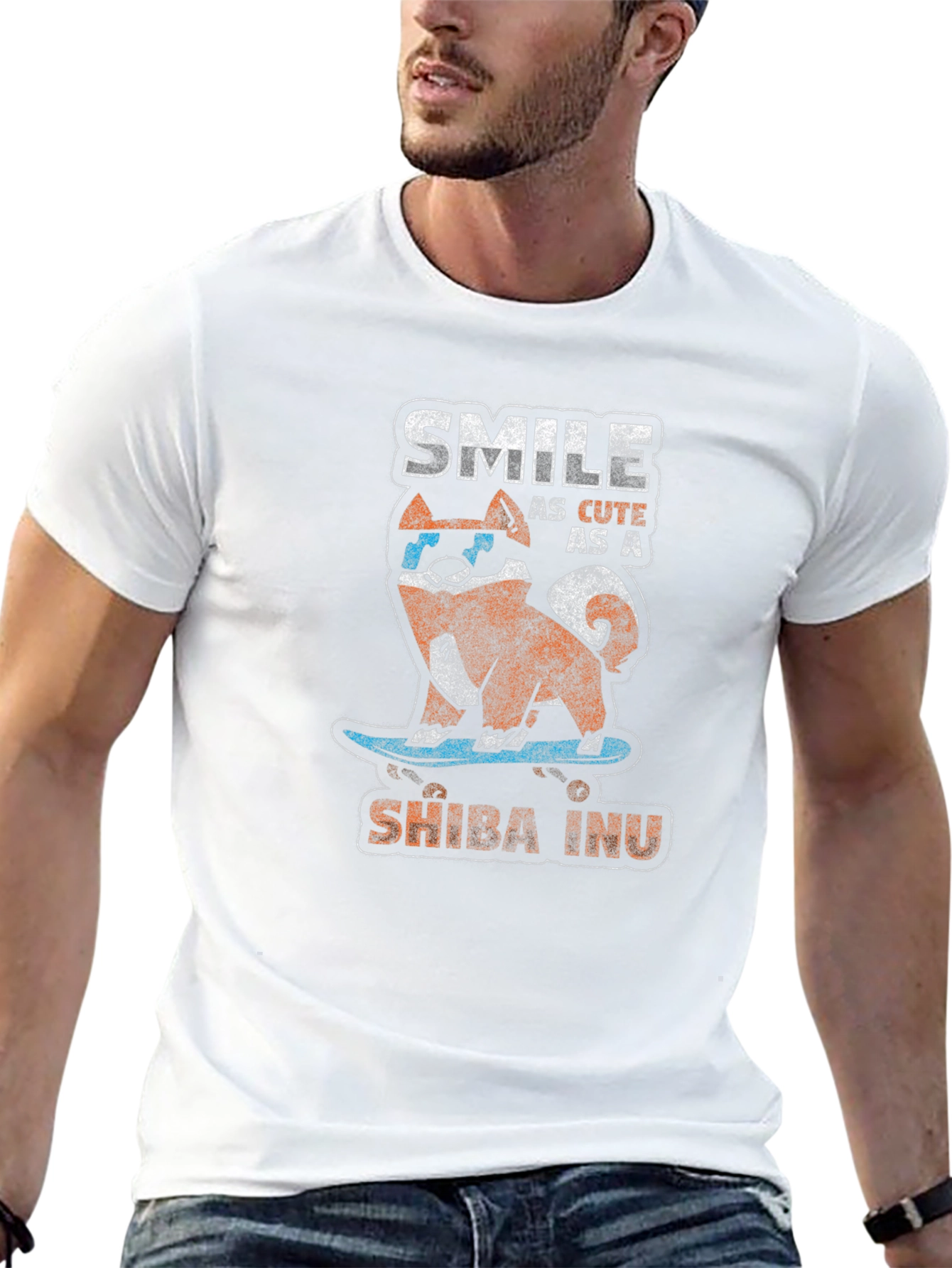 Shiba Inu Skateboard T-Shirt - Smile Cute Dog Tee