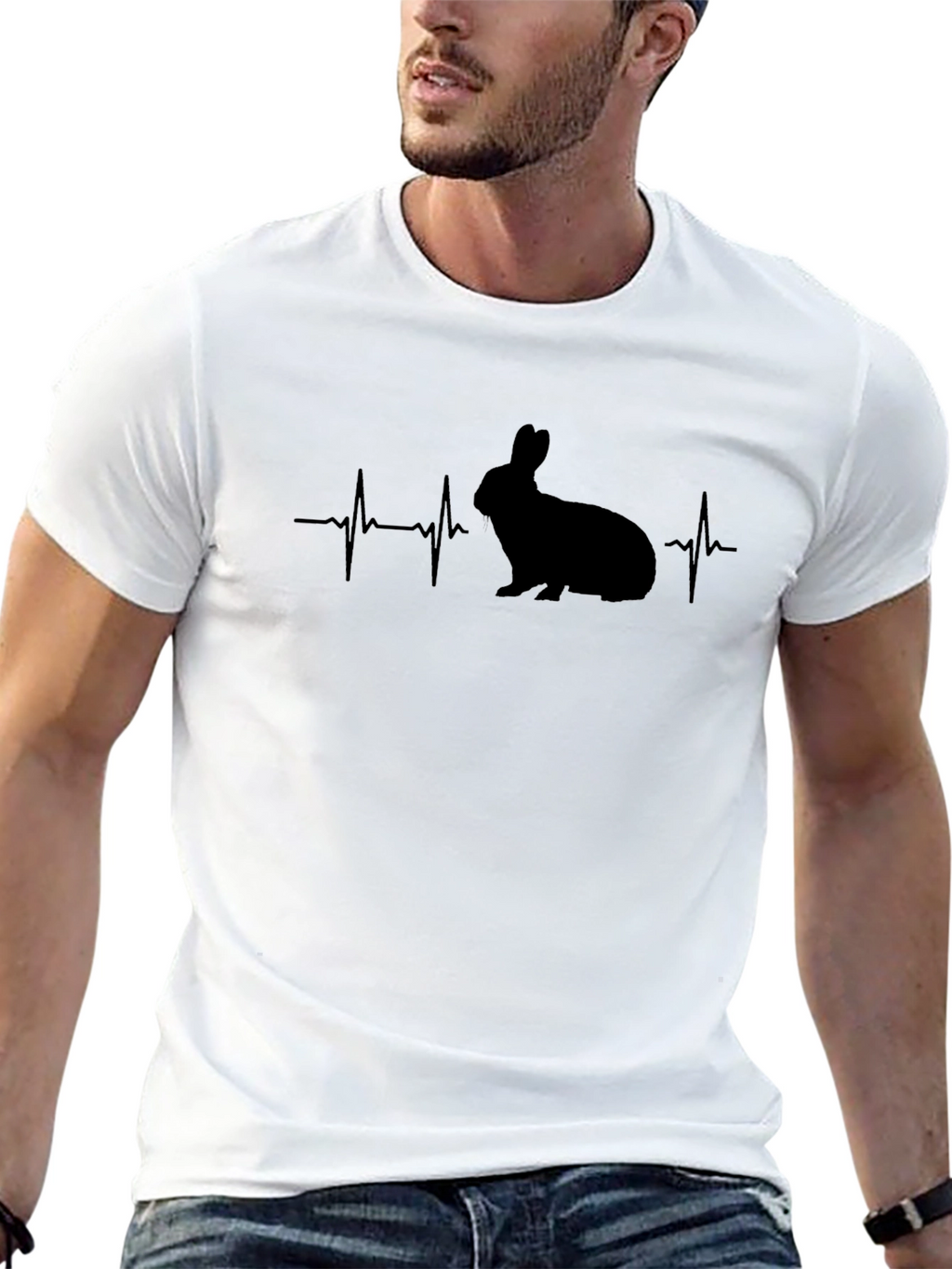 Rabbit Heartbeat Graphic Tee - Mens Black T-Shirt
