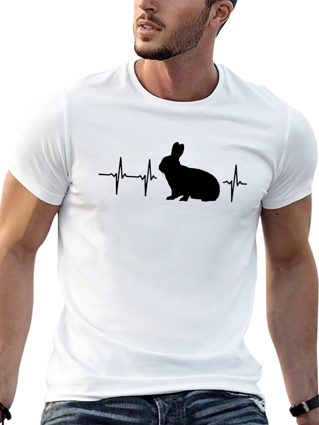 Rabbit Heartbeat Graphic Tee - Mens Black T-Shirt