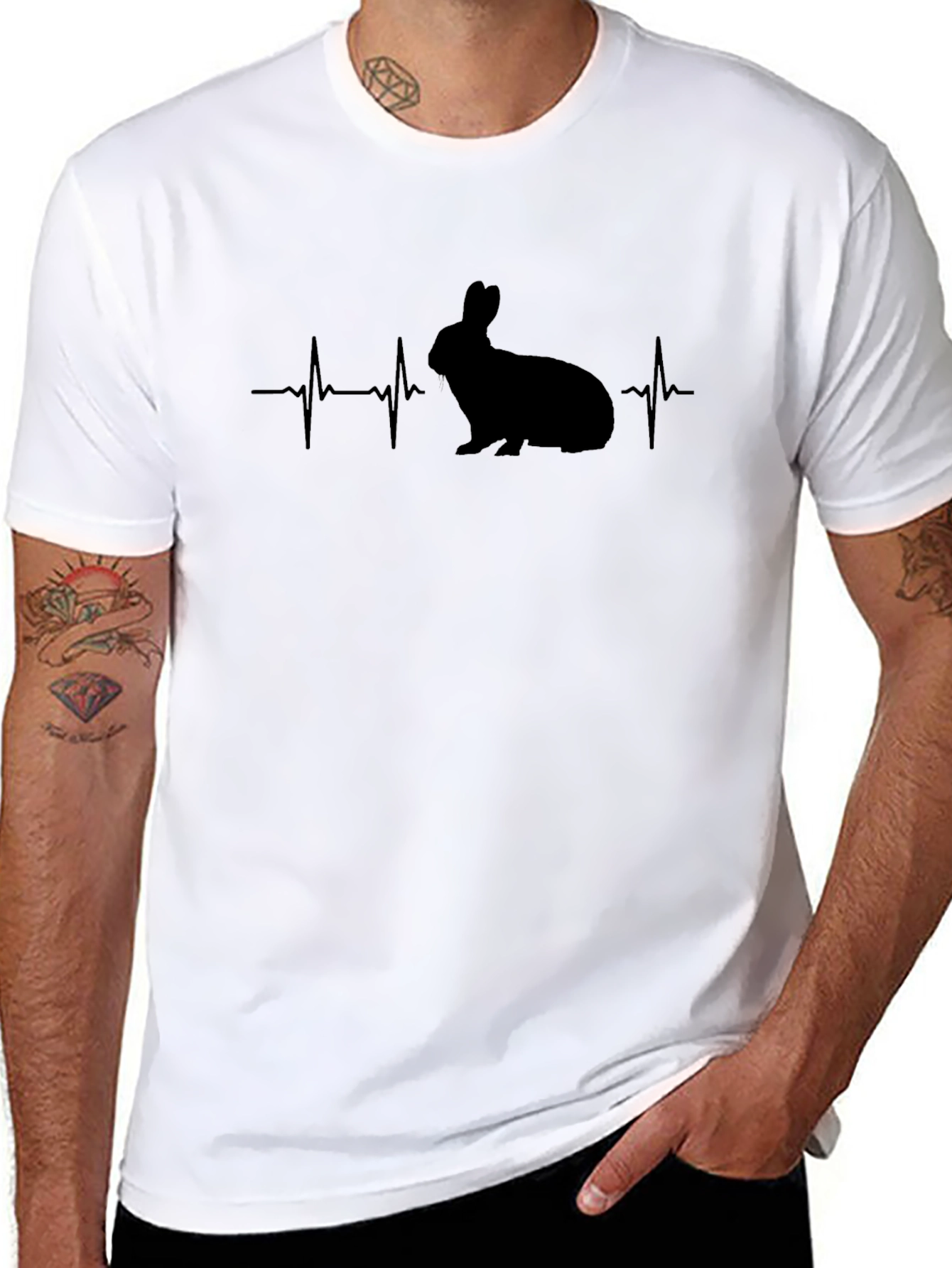 Rabbit Heartbeat Graphic Tee - Mens Black T-Shirt