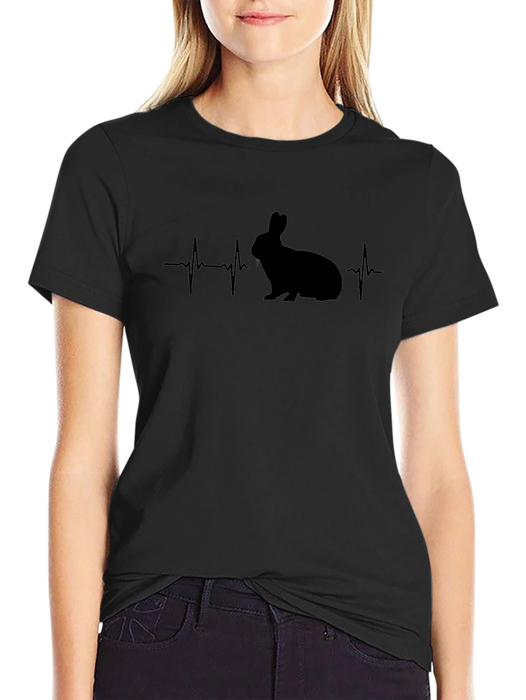 Rabbit Heartbeat Graphic Tee - Mens Black T-Shirt