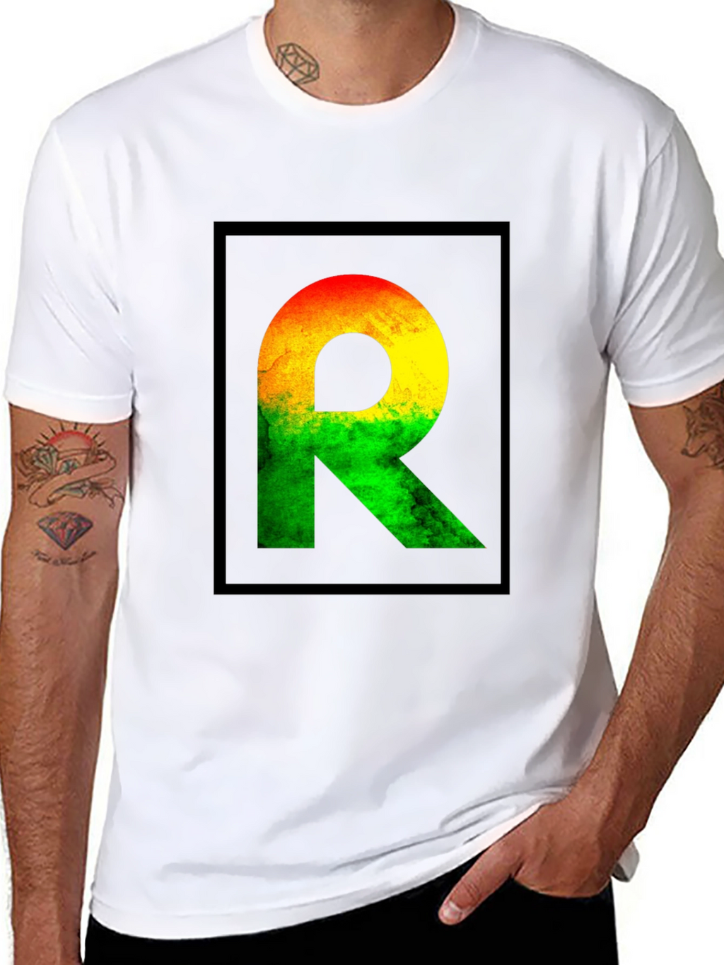 Rasta R Graphic Black T-Shirt