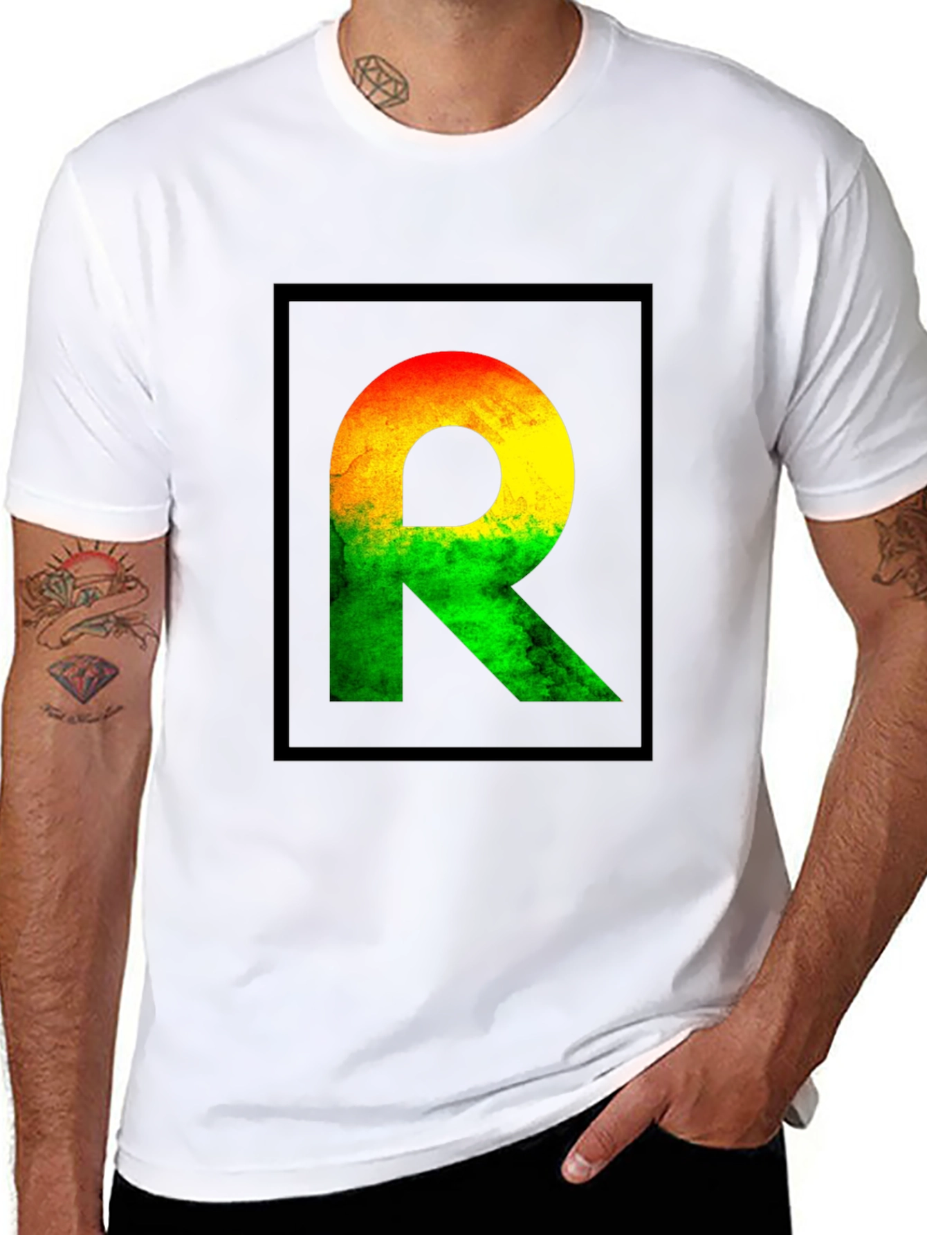 Rasta R Graphic Black T-Shirt