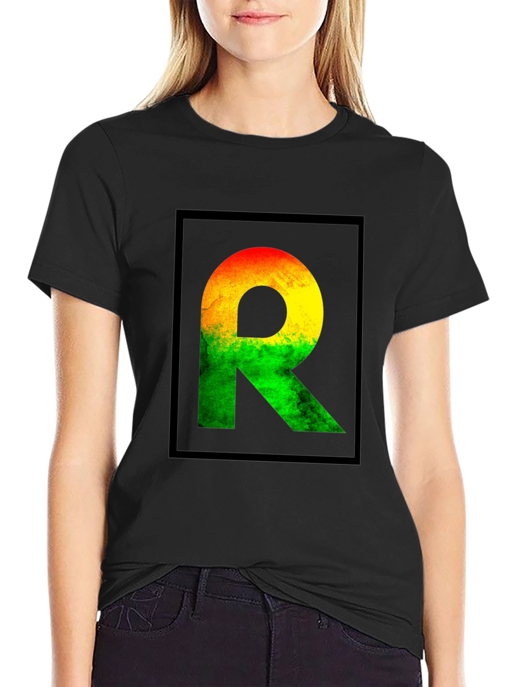 Rasta R Graphic Black T-Shirt